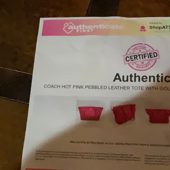 Coach Hot Pink Pebbled Leather Tote With Gold-Tone Hardware Accents Authentic - Picture 14 of 16